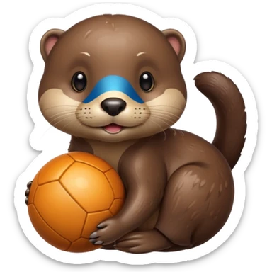 otter with ball and sticker