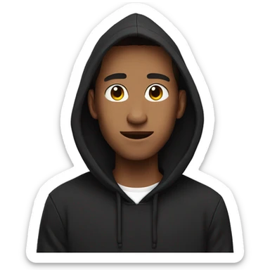 youtuber wearing black hoodie explaining something with moving hand side profile  sticker