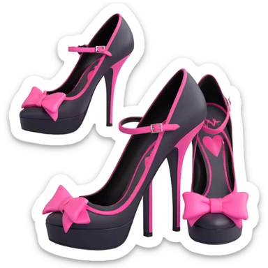 BLACKPINK-inspired gothic shoes, no hearts, black and pink, cute  sticker