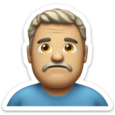 full body fat man looking disappointed at viewer sticker