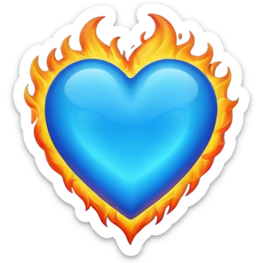 Mavi ateşli mavi kalp sticker