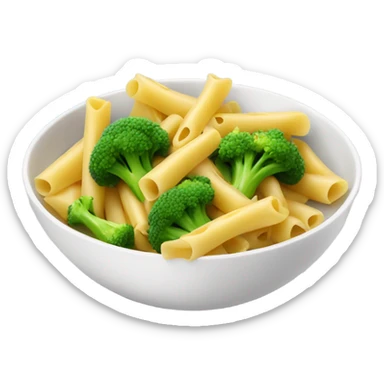 penne Pasta with 3 cut broccoli spread in bowl  sticker