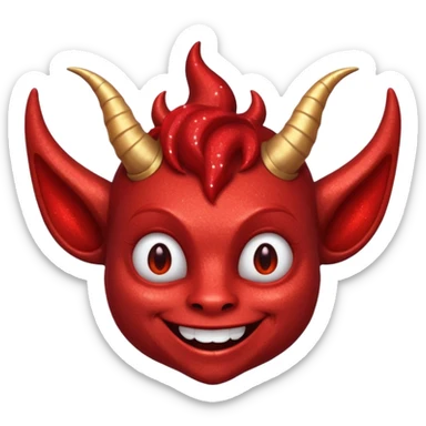 red glitter smilling imp sticker