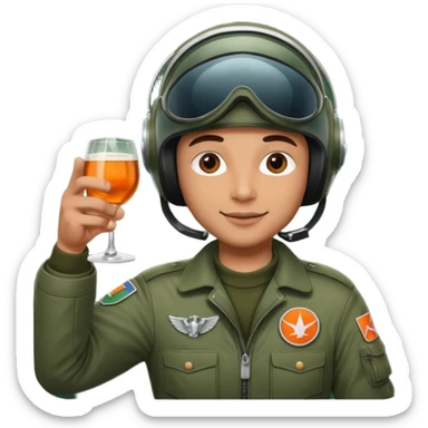 animated pilot a Jägermeister champion raising  glass saying Cheers! sticker