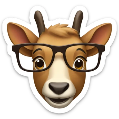 happy smart smiling brown chamois with glasses turn to left sticker
