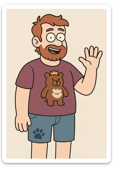 A man zigzag bears Royal t-shirt blue dogs paw jeans 🩳 a hand say hello sticker