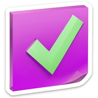 purple post-it note with green checkmark sticker