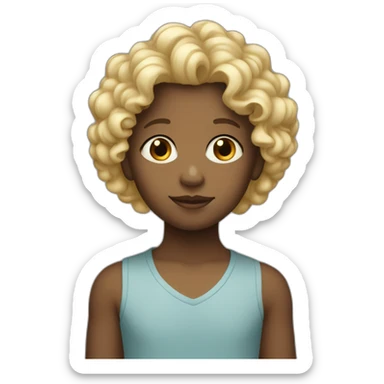 Black curly Kid with blond white mother sticker
