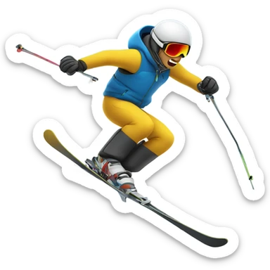 Skiing guy hitting a slolom gate sticker