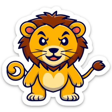 nasty lion looking sideways with mean fierce expression sticker