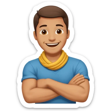 Arms crossed holding neck laughing guy sticker