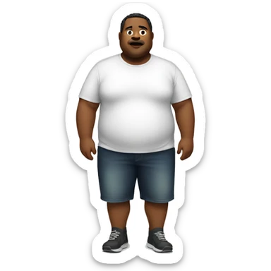 a fat man wear a fat text tshirt sticker