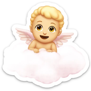 Cherub baby sitting on soft pink cloud sticker