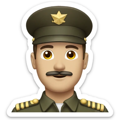 brown haired man with mustache and military uniform  sticker