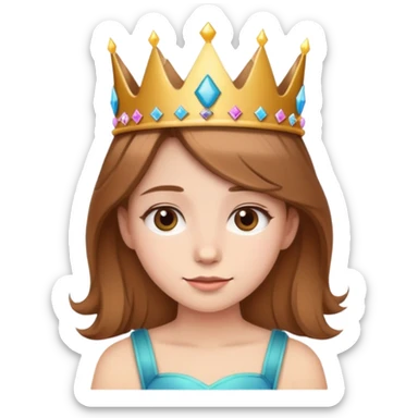 Light brown hair girl with a birthday crown and a 16 sticker