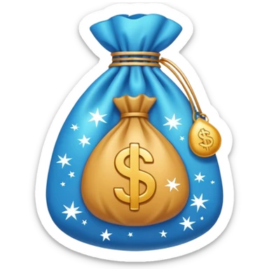 Minimal line-art icon of a money bag with sparkles around it, clean modern style, simple outlines, slight 3D, no background, transparent, represents clean and ethical income. sticker
