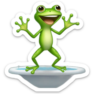 Frog standing up dancing in the shower sticker