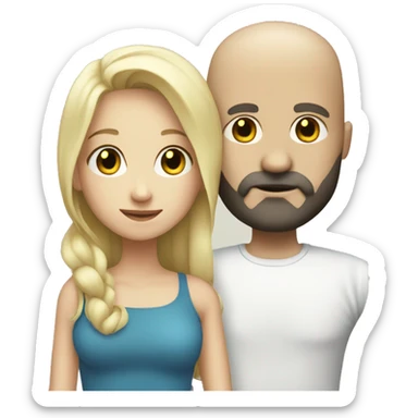 Blonde girl with bald white man with dark beard  sticker