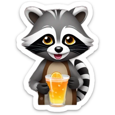 Racoon drinking cine con un aperitivo sticker