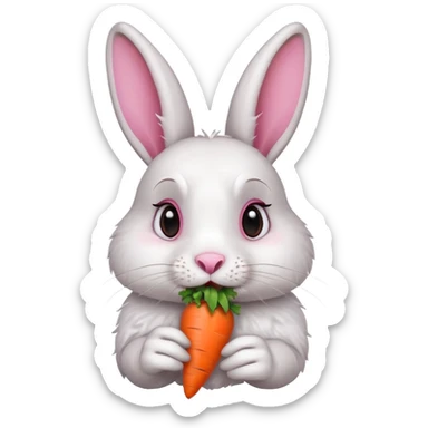 A rabbit nibbling on a carrot, surprised by the flavor, portrait, bust up sticker
