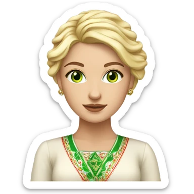 bulgarian blonde woman green eyes and traditional dress sticker