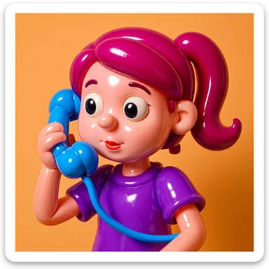 girl talking on telephone in her room sticker
