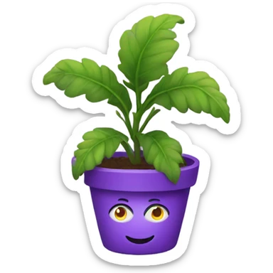 Purple plant with hat sticker