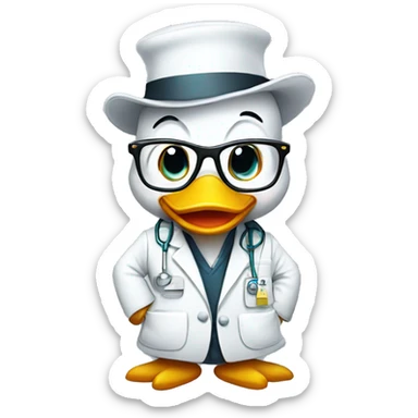 A cute duck wearing  glasses and labcoat sticker