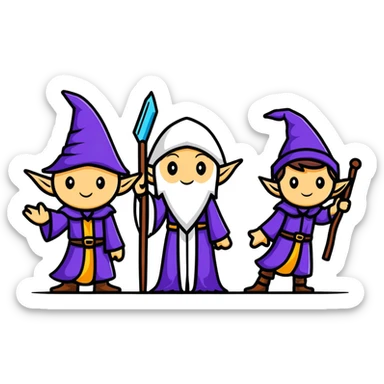 group of wizards and elves from White Council Lord of the Rings sticker