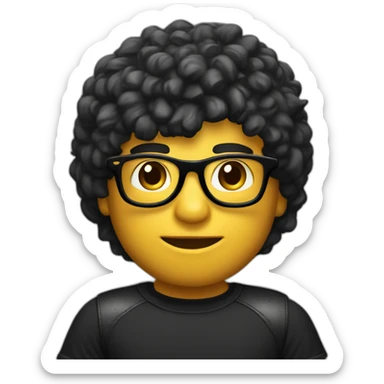 baterista, hombre, caucasico, cabello negro, con una boina negra, lentes para ver,  y camiseta negra sticker