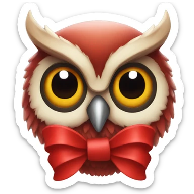red war owl with red bow sticker