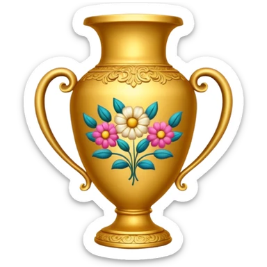 Golden vase with flowers pattern  sticker