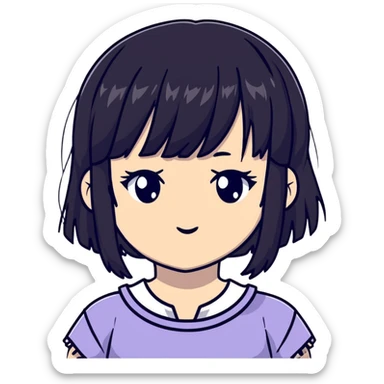 anime girl with black bangs sticker