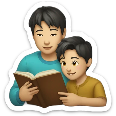kazakh Boy read a book with takiya sticker