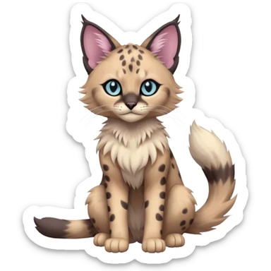 Dark Edgy Cute Pastel Ragdoll-Caracal-Cheetah-Fakémon-Lykoi-feline-hybrid (full body) sticker