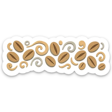 seamless coffee bean border with swirls, soft pastel colors sticker