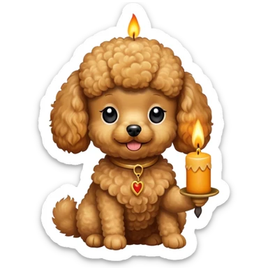 toy poodle holding a candle sticker