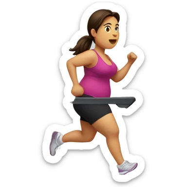 Fat brunette jogging on treadmill sticker