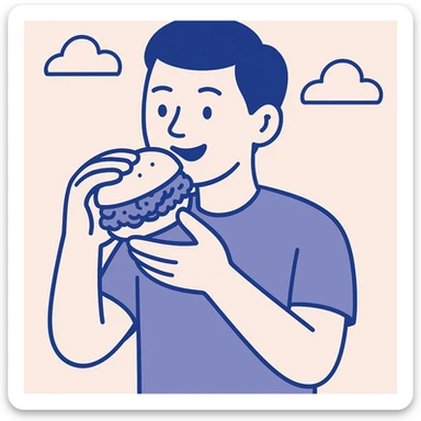 person eating sloppy joe sticker
