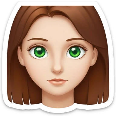 A girl with green eyes and brown hair wants sticker