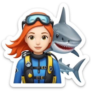 A scuba girl and a shark sticker