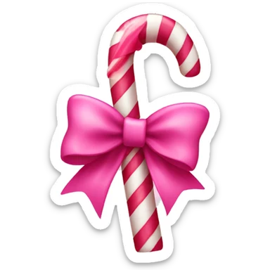 Pink candy cane with pink bow sticker