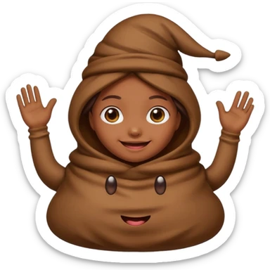 Un fille a la tête de caca smile et habillé en caca sticker