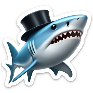 Shark with a top hat sticker