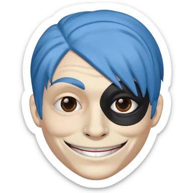 blue haired criminal with robber mask and smirk sticker
