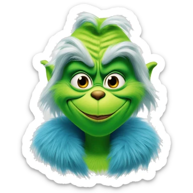 the grinch with blue fur with a smirk sticker