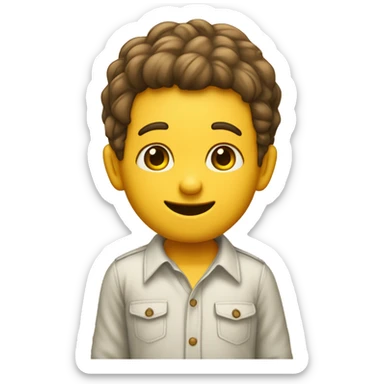menino com olhos castanhos cabelo cor beje e camisa amarela sticker