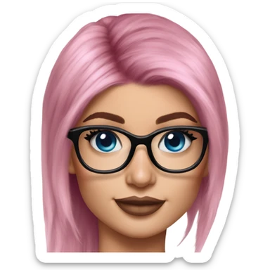 Photo Realistic kylie jenner stylish pink hair BLUE eyes and glasses happy  sticker