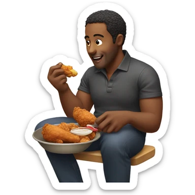 man eating fried chicken sticker