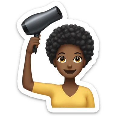 black woman holding a hair dryer and brush sticker